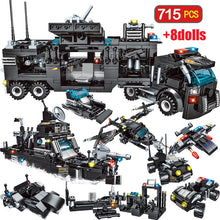 Load image into Gallery viewer, SWARS 715pcs City Police Station Car Building Blocks City SWATS Team Truck House Blocks
